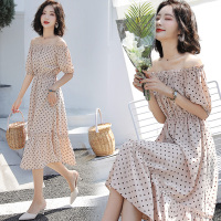 【外滩之韵】时尚露肩波点连衣裙2020年夏季潮流舒适简约个性