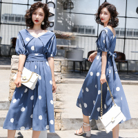 【外滩之韵】法式浪漫连衣裙2020夏季复古长裙网红时尚波点高腰裙子