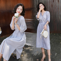 【HY&CO】时尚连衣裙2020年新款圆领短袖潮流简约气质高腰