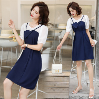 【外滩之韵】法式小众连衣裙女夏季赫本风桔梗女神范可盐可甜拼接假两件a字裙