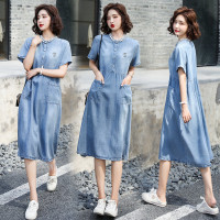 【外滩之韵】气质显瘦牛仔连衣裙女薄款夏2020年新款垂感淑女气质收腰裙子钉珠