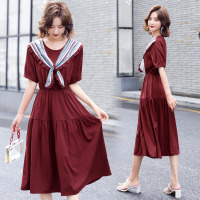 【外滩之韵】2020夏装新女中长款蝴蝶结松紧高腰减龄女人味连衣裙