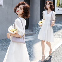 【外滩之韵】欧洲站2020夏季新款欧货花朵蕾丝娃娃款韩版小个子压花连衣裙女潮