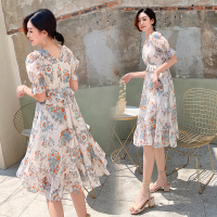 【HY&CO】2020新款韩版气质显瘦雪纺碎花短袖连衣裙女夏东大仙女长裙子潮