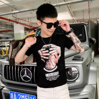 【HY&CO】时尚另类数码人头印花圆领短袖T恤