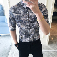 【外滩之韵】中袖衬衫大码时尚修身花衬衣