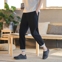 【铂瑟】中国风春夏新款棉麻九分裤子男休闲裤