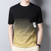 【外滩之韵】休闲撞色渐变T恤高端男气质短袖20夏新款丝光透气体恤