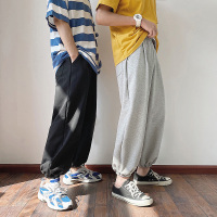 【秀衣记】简约薄款时尚纯色休闲长裤男束脚直筒阔腿灯笼裤男