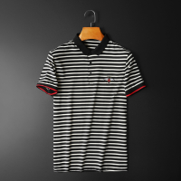 【秀衣记】夏季新款条纹男士短袖POLO衫小蜜蜂刺绣半袖小衫潮