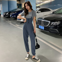 【HY&CO】背带裤套装女2020年夏季新款小个子显瘦高腰九分裤休闲两件套