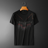 【外滩之韵】2020新款春夏高品质双丝光棉个性烫钻男士短袖T恤