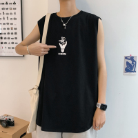 【秀衣记】2020夏季休闲无袖个性印花百搭背心宽松T恤男