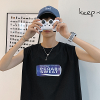 【秀衣记】2020夏季韩版休闲无袖个性印花百搭背心宽松T恤男