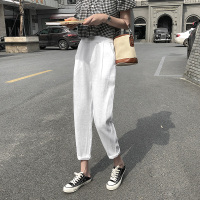 【外滩之韵】棉麻九分裤子韩版高腰宽松直筒奶奶裤休闲薄款亚麻萝卜哈伦裤