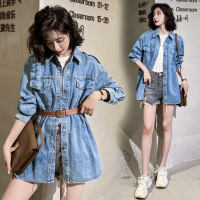 【秀衣记】春季上衣韩版2020年新款女蓝色衬衫设计感港味牛仔衬衣