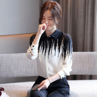 【秀衣记】衬衫女士长袖2020秋季新款时尚洋气黑白撞色雪纺职业装衬衣