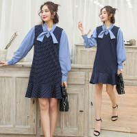 【秀衣记】美长袖长裙H型连衣裙2020年夏季单件高腰圆领甜