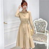 【秀衣记】2020秋季长款超显瘦衬衣连衣裙配腰带