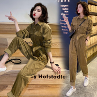 【秀衣记】工装连体裤女2020秋装韩版新款港风直筒休闲裤宽松显瘦连衣裤