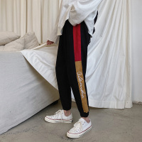 【秀衣记】20秋装港风大码潮流工装撞色灯芯绒宽松九分休闲裤