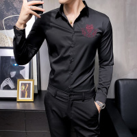 【秀衣记】四季款商务休闲男士衬衫男青年英伦风长袖衬衫纯色