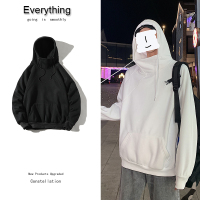 【秀衣记】冬装高领宽松连帽加绒情侣卫衣男港风大码