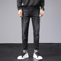 【HY&CO】2020秋冬牛仔裤男士修身小脚韩版猫须室内灰