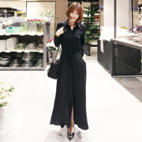 【HY&CO】2020春秋新款韩版职业ol黑色气质衬衫连衣裙女显瘦长袖长裙