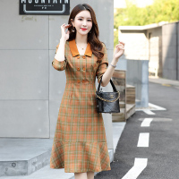 【HY&CO】格子时尚潮流百搭减龄气质优雅个性显瘦通勤连衣裙2020年秋季
