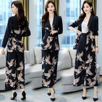 【铂瑟】印花套转女2020秋季西装两件套潮