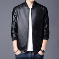 【铂瑟】秋冬新款机车立领皮衣水洗PU男式修身皮夹克商务