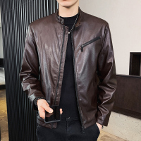 【COMEACROSS】秋季新款立领机车男士皮衣外套休闲皮衣男