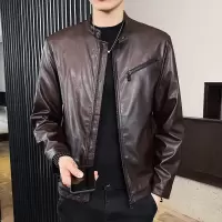 【COMEACROSS】秋季新款立领机车男士皮衣外套休闲皮衣男