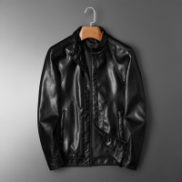 【COMEACROSS】2020秋冬新款男士立领皮夹克外套男装简约机车皮衣男