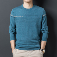 【COMEACROSS】2020秋冬新款男士纯色提花羊毛针织衫中老年圆领