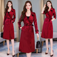 【COMEACROSS】潮流舒适时尚长袖风衣西装领2020年秋季中长款气质