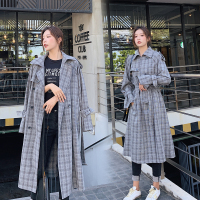 【HY&CO】双排扣西装领格子系带风衣长袖中长款直筒2020年春季