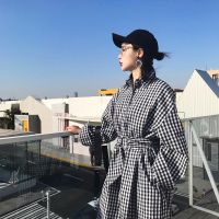 【秀衣记】风衣复古细格纹长款衬衫裙休闲宽松百搭气质简约时尚英伦风