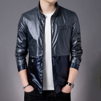 【COMEACROSS】亮面立领夹克青年男气质休闲时尚外套修身潮流