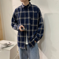 【HY&CO】秋冬长袖宽松大码男衬衫休闲磨毛复古格子衬衣男