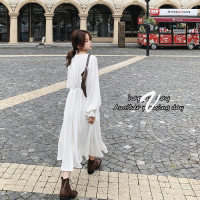【秀衣记】现秋长款连衣裙白色Q雪纺内衬