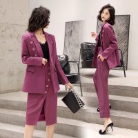 【铂瑟】2020年秋季优雅时尚气质百搭收腰纯色套装套裙