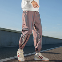 【秀衣记】2020秋季新款机能风休闲裤男炫彩亮面反光束脚裤