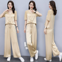 【COMEACROSS】2020年夏季时尚潮流舒适短袖套装套裙休闲纯色优雅