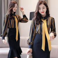 【COMEACROSS】2020秋季新款气质蝴蝶结领修身衬衫