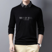 【COMEACROSS】假两件衬衫领羊毛衫男20秋冬休闲时尚套头潮流针织毛衣F