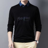 【COMEACROSS】假两件衬衫领羊毛衫男20秋冬休闲时尚套头潮流针织毛衣F