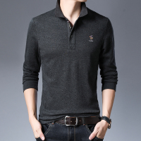 【COMEACROSS】高端商务休闲长袖刺绣翻领Polo衫男是20秋冬打底T恤
