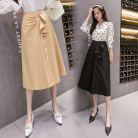 【铂瑟】大摆半裙排扣开叉垂坠感秋冬半身裙长裙大摆裙子
